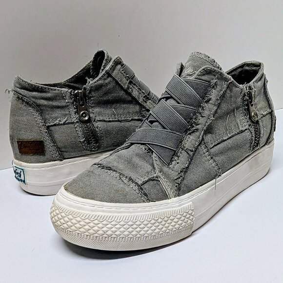 Blowfish Malibu Mamba Platform Sneaker in Sweet Gray Color Washed Canvas - Picture 1 of 15